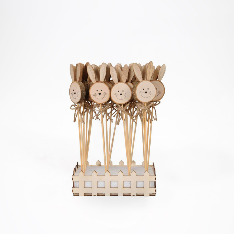 Pick em&nbsp; Madeira com forma de Coelho